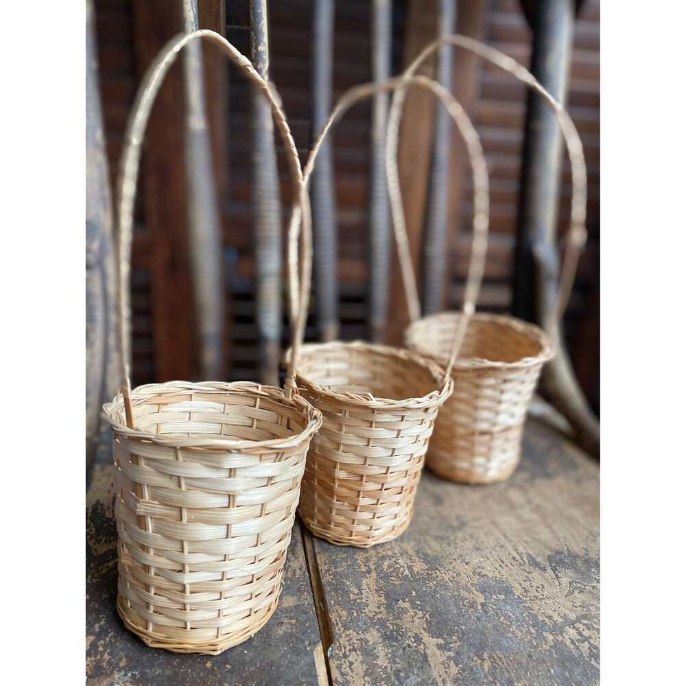 Set of 3 Handmade Mini Favor Baskets with Handles